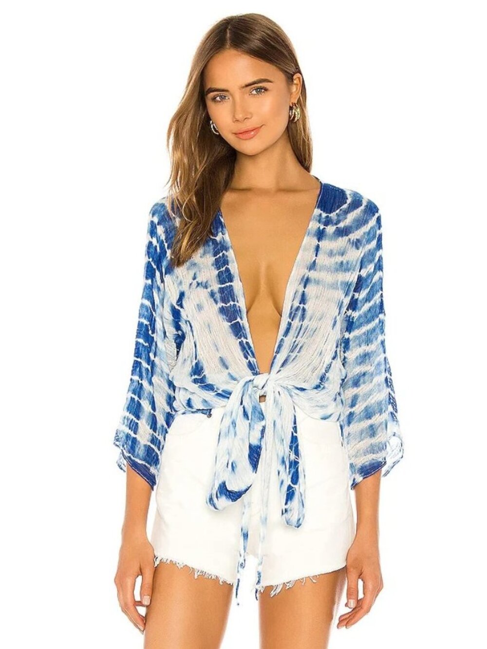 Michael Stars Daisy Wrap Top Cover Up in Blue Multi